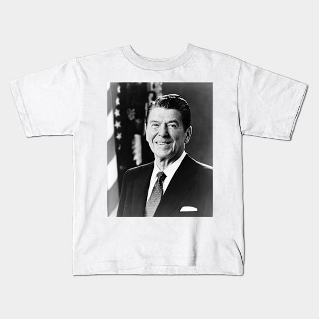 Vintage President Ronald Reagan Kids T-Shirt by pdpress